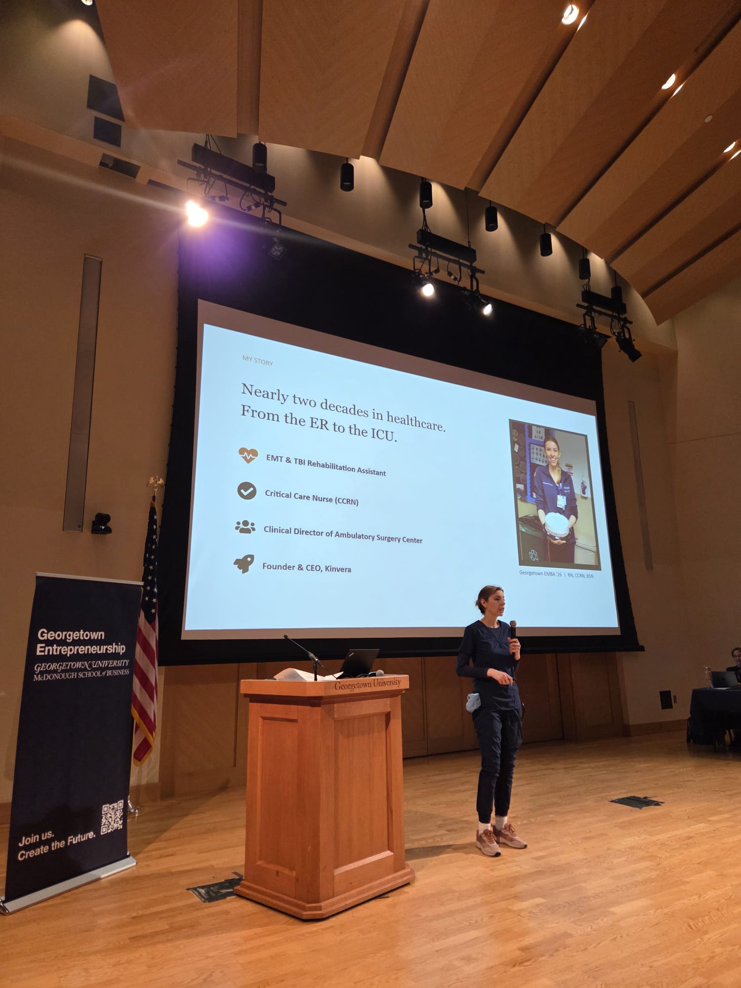 Adriana Puram presenting at a Georgetown Entrepreneurship event